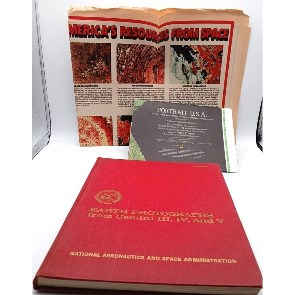 NASA SP-129 Earth Photographs Gemini III IV V 1967 Hardcover NASA Space Book Map